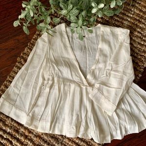Free People Vintage Peplum Blouse. Ivory.